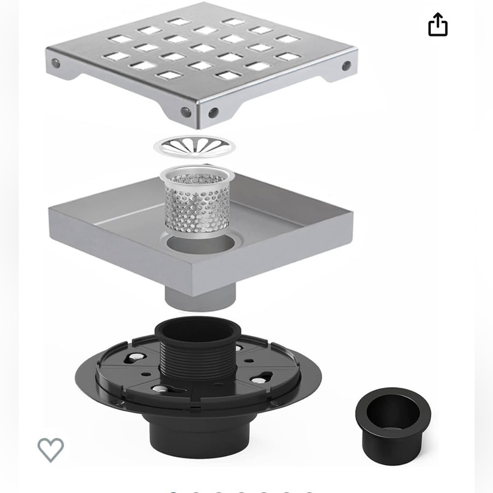 MODBATH SQUARE SHOWER DRAIN BASE 4-INCH NEW